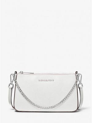 Borse Crossbody Michael Kors Jet Set Medium Saffiano Pelle Donna Bianche | 270169-YIO