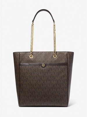 Borse Tote Michael Kors Blaire Large Logo Donna Cioccolato | 216837-WTB