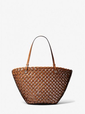 Borse Tote Michael Kors Isabella Medium Hand-woven Pelle Donna Marroni | 058413-XTO