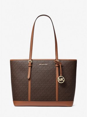 Borse Tote Michael Kors Jet Set Travel Large Logo Donna Marroni | 805149-SJZ