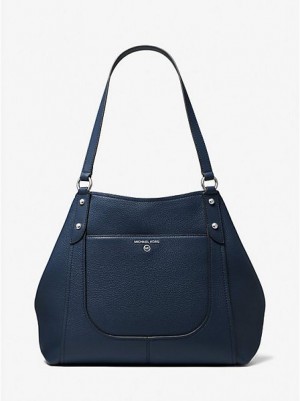 Borse Tote Michael Kors Molly Large Pebbled Pelle Donna Blu Marino | 231780-ZJN