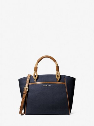 Borse Tote Michael Kors Talia Small Cotone Tela Donna Blu Marino Colorate | 748956-TIM