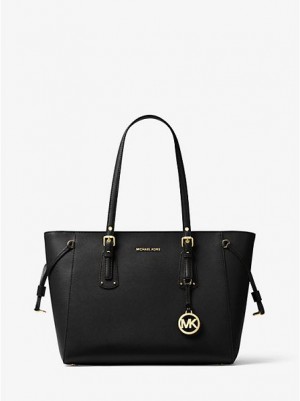 Borse Tote Michael Kors Voyager Medium Crossgrain Pelle Donna Nere | 246091-YMZ