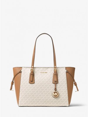 Borse Tote Michael Kors Voyager Medium Logo Donna Corallo Gialle | 760132-KTZ