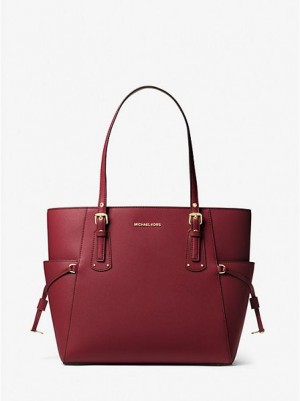 Borse Tote Michael Kors Voyager Small Crossgrain Pelle Donna Bordeaux | 178253-DRN