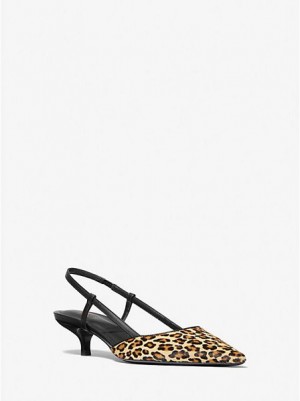 Décolleté Michael Kors Hallie Leopard Print Calf Hair Donna Marroni | 507219-EFB