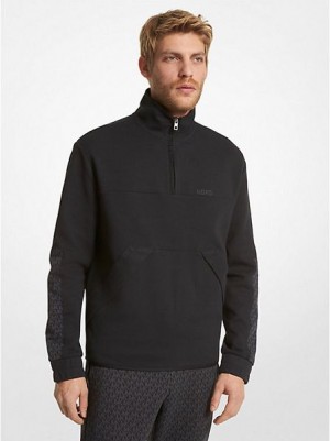 Felpe Michael Kors Logo Trim Cotone Blend Half-zip Uomo Nere | 976081-FHR