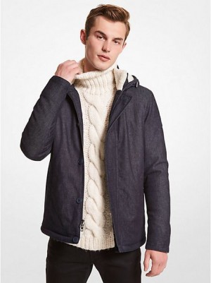 Giacche Michael Kors Sherpa-trim Denim Parka Uomo Indaco | 042138-ACZ