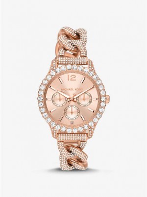 Orologi Michael Kors Layton Pave Curb-link Donna Rosa Oro | 730165-QTG