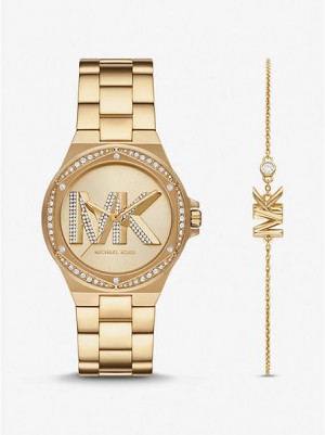 Orologi Michael Kors Lennox Pave Logo Donna Oro | 715093-AIZ