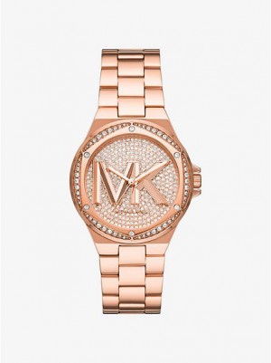 Orologi Michael Kors Lennox Pave Logo Donna Rosa Oro | 830491-XYE