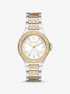 Orologi Michael Kors Lennox Pave Logo Donna Argento Oro | 698524-JHL