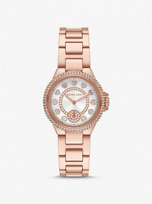 Orologi Michael Kors Mini Camille Pave Donna Rosa Oro | 704521-NAQ