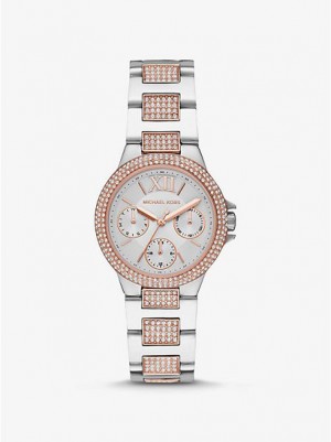 Orologi Michael Kors Mini Camille Pave Donna Argento Rosa | 817529-OBC