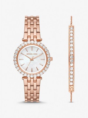 Orologi Michael Kors Mini Darci Pave Donna Rosa Oro | 097152-UOS