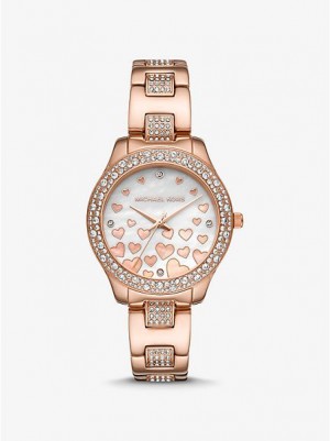 Orologi Michael Kors Mini Liliane Pave Heart Donna Rosa Oro | 512083-BHT