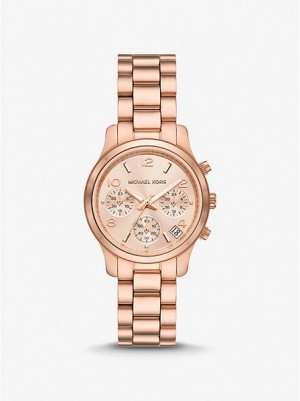 Orologi Michael Kors Mini Runway Donna Rosa Oro | 431520-ERW