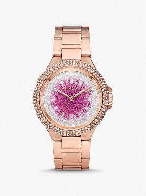 Orologi Michael Kors Oversized Camille Ombre Pave Donna Rosa Oro | 295460-LJI