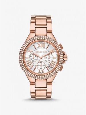 Orologi Michael Kors Oversized Camille Pave Donna Rosa Oro | 074963-ZKA