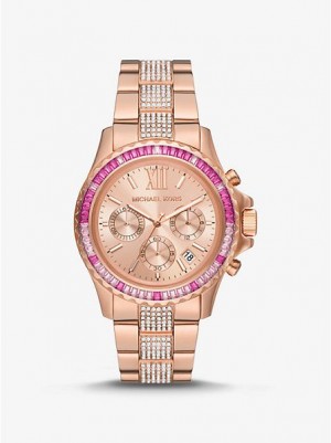 Orologi Michael Kors Oversized Everest Pave Donna Rosa Oro | 205684-OMP