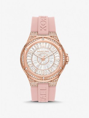 Orologi Michael Kors Oversized Lennox Pave And Silicone Donna Rosa Oro | 405897-VHC