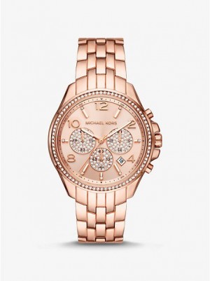 Orologi Michael Kors Oversized Pilot Pave Donna Rosa Oro | 145782-TOL