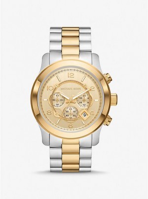 Orologi Michael Kors Oversized Runway Donna Argento Oro | 153802-FUB