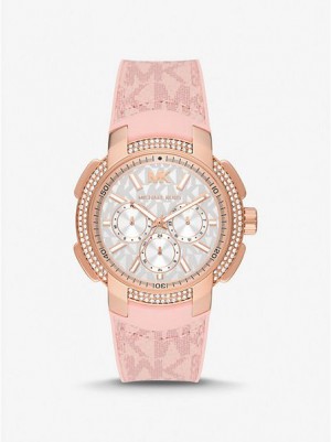 Orologi Michael Kors Oversized Sydney Pave And Logo Donna Rosa Oro | 302815-SWG