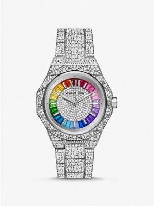 Orologi Michael Kors Pride Limited-edition Oversized Raquel Rainbow Pave Donna Argento | 486731-IJF