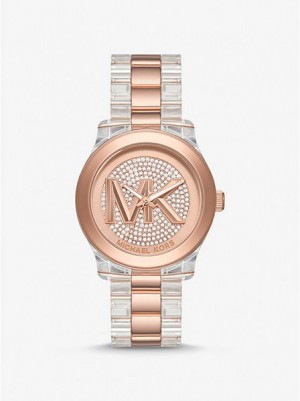 Orologi Michael Kors Runway Pave And Acetate Donna Rosa Oro | 749852-ZLG