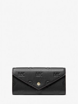 Portafogli Michael Kors Jet Set Travel Large Logo Embossed Pelle Envelope Donna Nere | 021738-YMZ