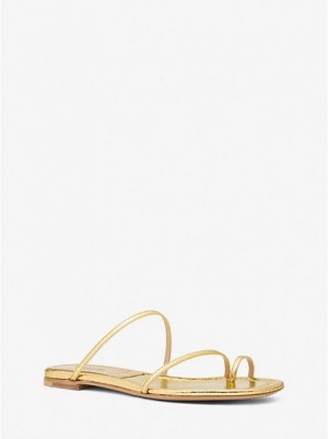 Sandali Scorrevoli Michael Kors Patti Metallic Python Embossed Pelle Donna Oro | 208194-NZS