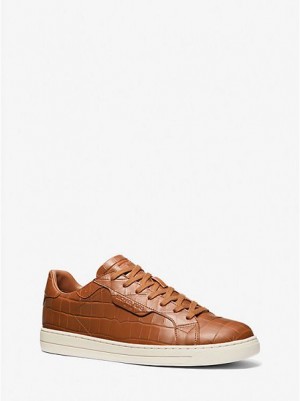 Sneakers Michael Kors Keating Crocodile Embossed Pelle Uomo Marroni Bianche | 062738-KUG