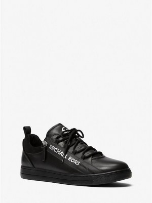 Sneakers Michael Kors Keating Pelle Zip And Pizzo-up Uomo Nere | 049825-UAZ