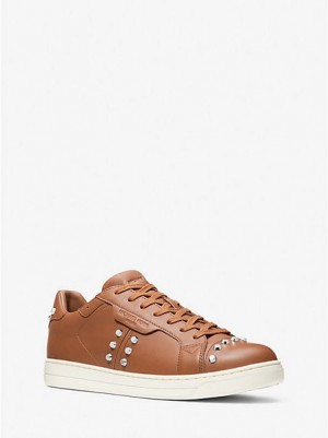 Sneakers Michael Kors Keating Studded Pelle Uomo Marroni Bianche | 158360-ZAV