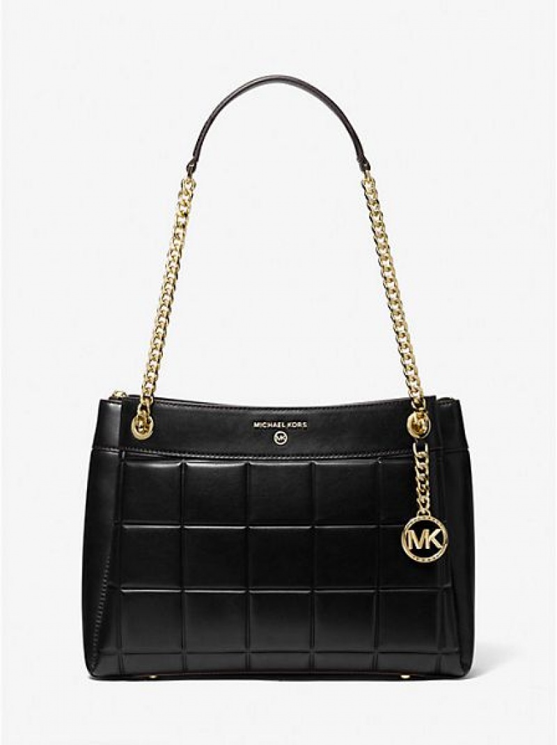 Borse A Tracolla Michael Kors Susan Medium Trapuntato Pelle Donna Nere | 963541-MVW