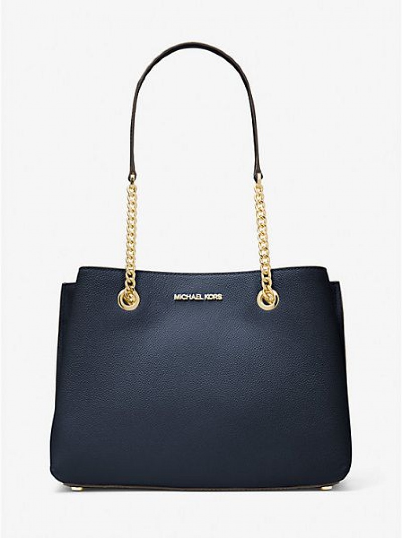 Borse A Tracolla Michael Kors Teagan Large Pebbled Pelle Donna Blu Marino | 615240-VSC