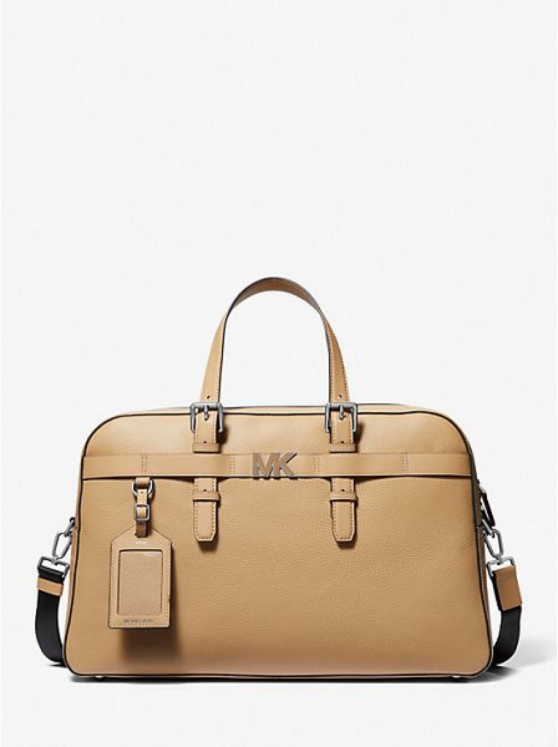 Borse Da Viaggio Michael Kors Hudson Pebbled Pelle Uomo Marroni | 148360-XGI