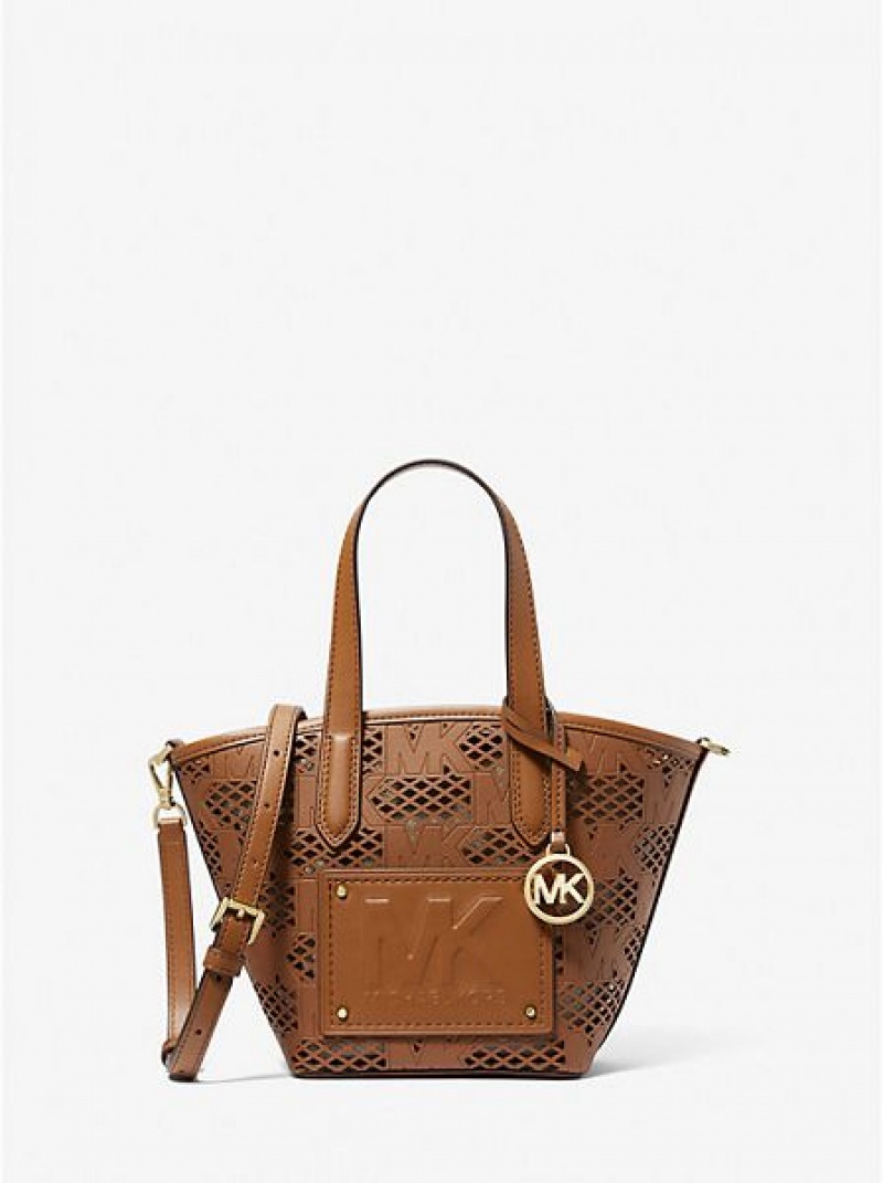 Borse Tote Michael Kors Kimber Small 2-in-1 Perforated And Embossed Faux Pelle Donna Marroni | 836409-OIQ