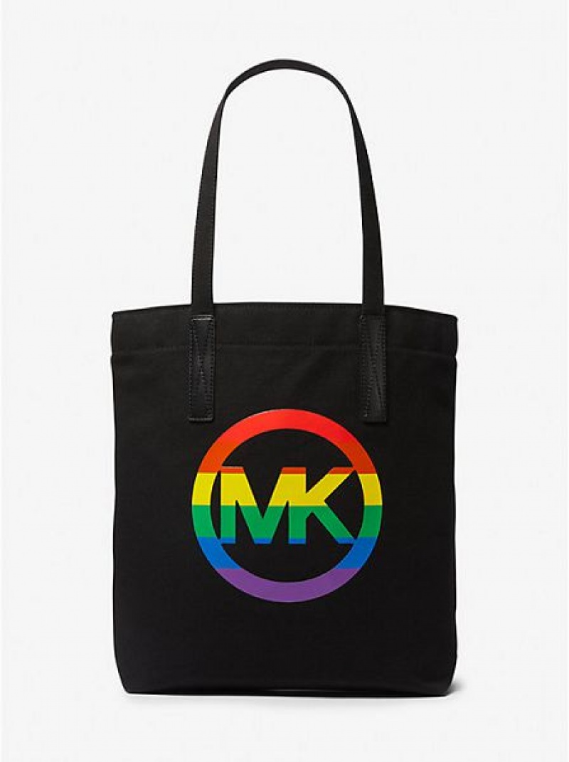 Borse Tote Michael Kors Pride Rainbow Logo Cotone Donna Nere | 654031-RIE