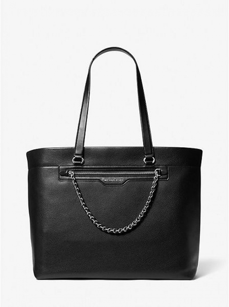 Borse Tote Michael Kors Slater Large Pebbled Pelle Donna Nere | 085623-DJA