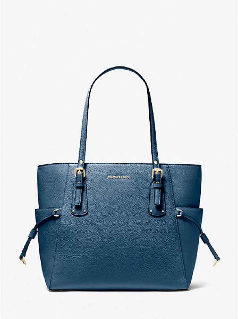 Borse Tote Michael Kors Voyager Small Pebbled Pelle Donna Blu | 460239-IPL