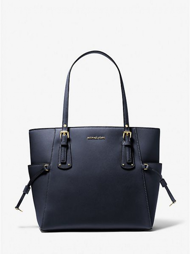 Borse Tote Michael Kors Voyager Small Saffiano Pelle Donna Blu Marino | 380497-ADH