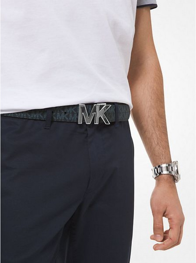 Cinture Michael Kors Reversible Logo Fibbia Uomo Blu Marino | 897026-LFB