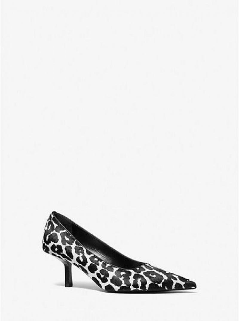 Décolleté Michael Kors Frankie Leopard Print Calf Hair Donna Nere Bianche | 962813-FCG