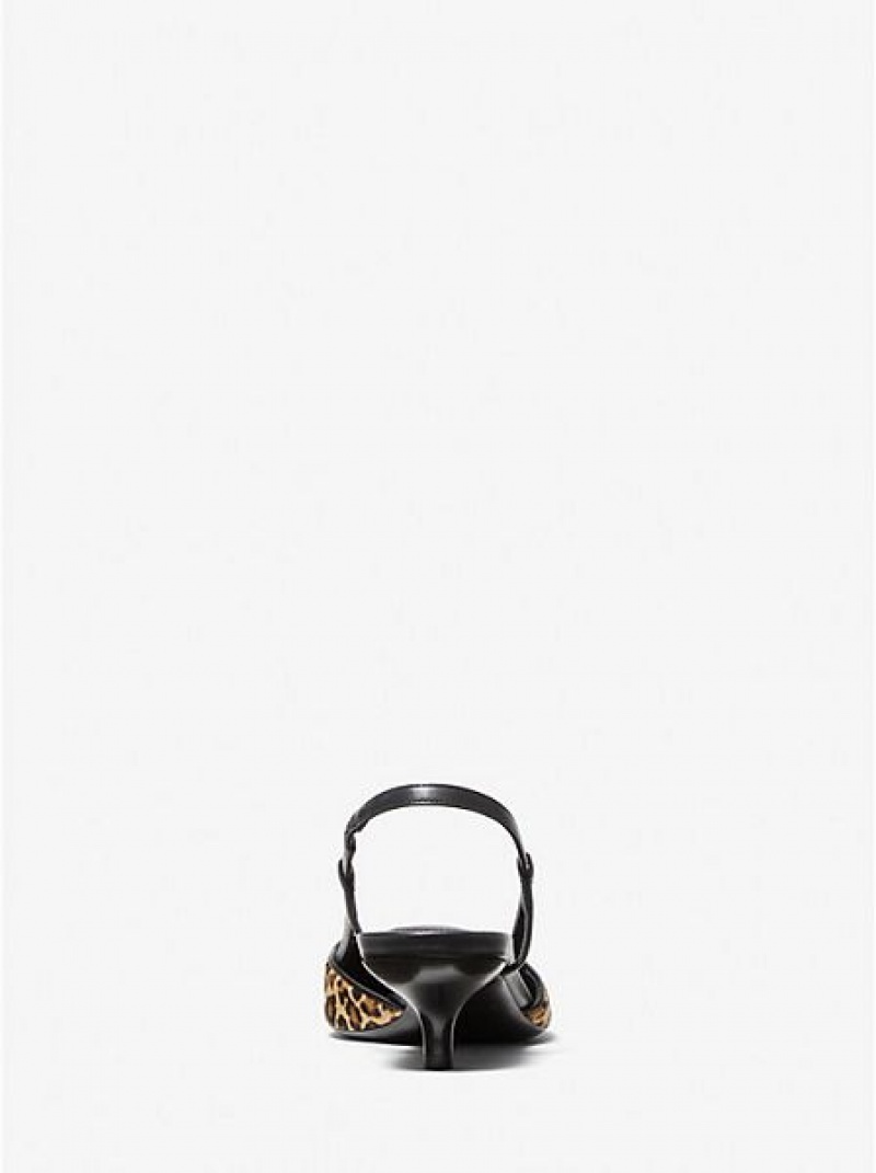 Décolleté Michael Kors Hallie Leopard Print Calf Hair Donna Marroni | 507219-EFB