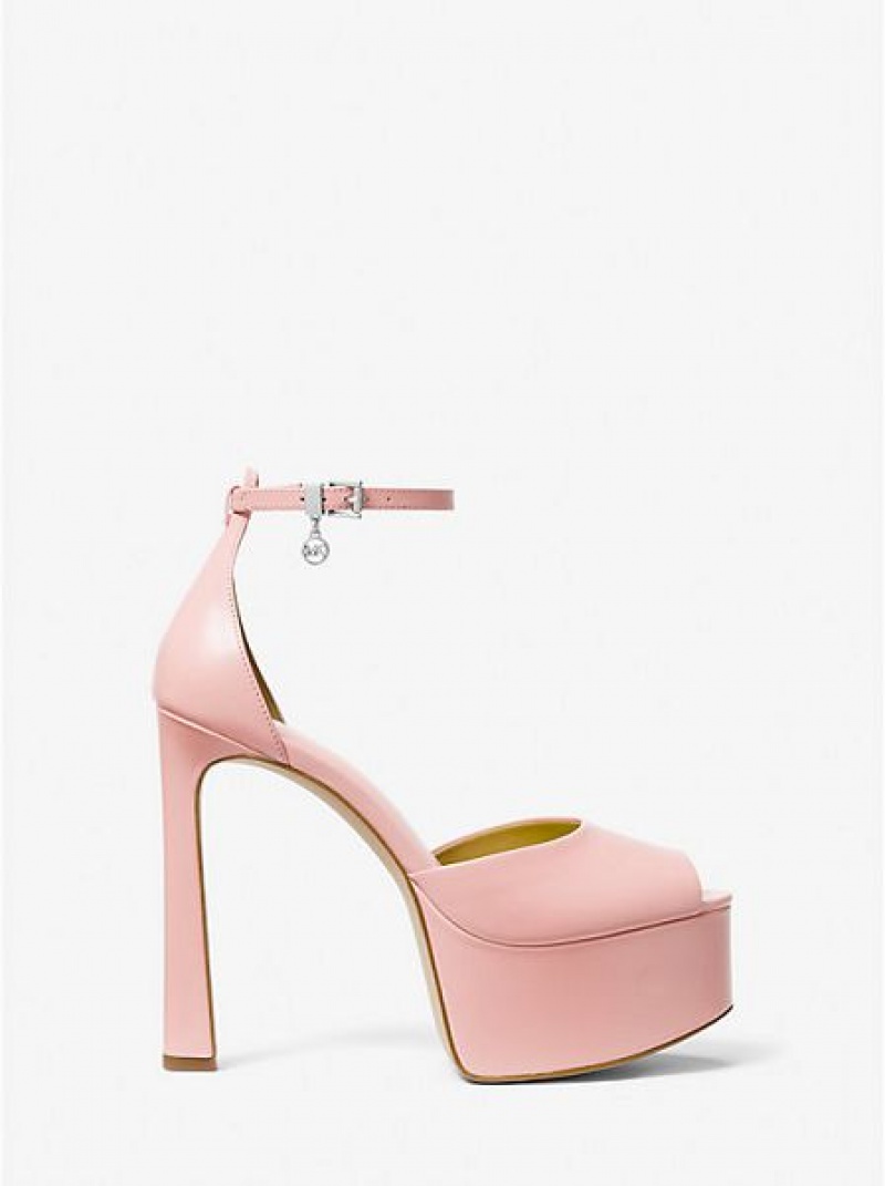 Décolleté Michael Kors Martina Pelle Peep-toe Platform Donna Rosa | 768315-IUM