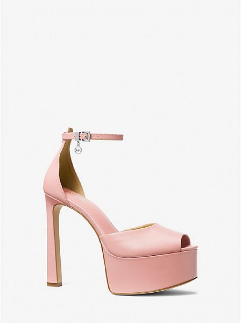 Décolleté Michael Kors Martina Pelle Peep-toe Platform Donna Rosa | 768315-IUM