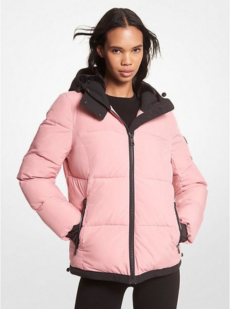 Giacche Michael Kors Faux Fur-trim Trapuntato Puffer Donna Blu Reale Rosa | 275908-SGW