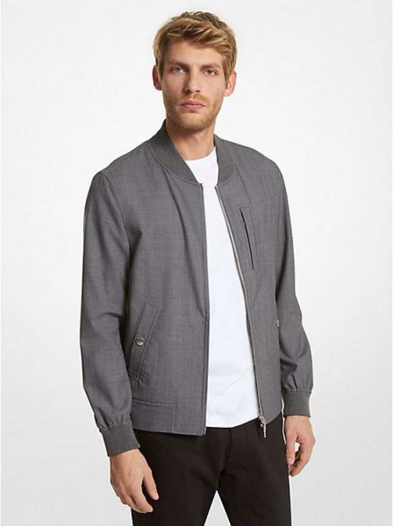 Giacche Michael Kors Stretch Lana Vergine Bomber Uomo Grigie | 450671-QZX